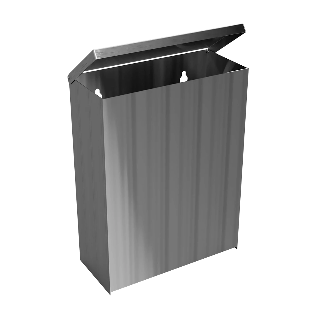 Abfallbehälter quadratisch, wandhängend, Edelstahl matt, 6 l