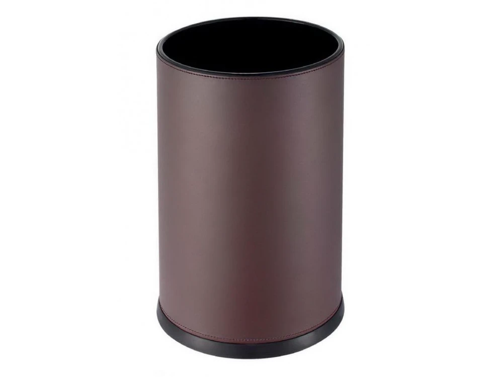Raumabfalleimer, rund, brauner Lederbezug, 8 l