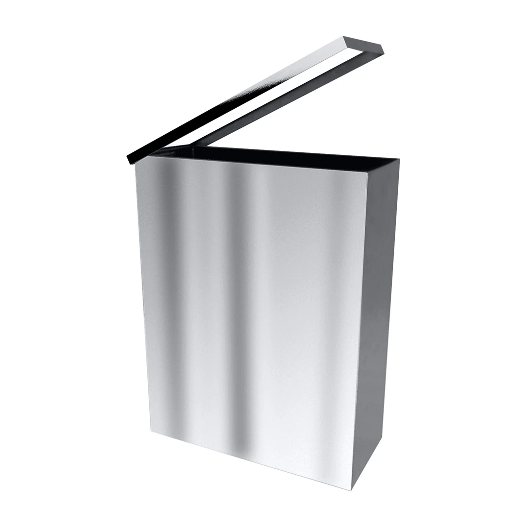 Abfallbehälter quadratisch, wandhängend, Edelstahl matt, 25 l