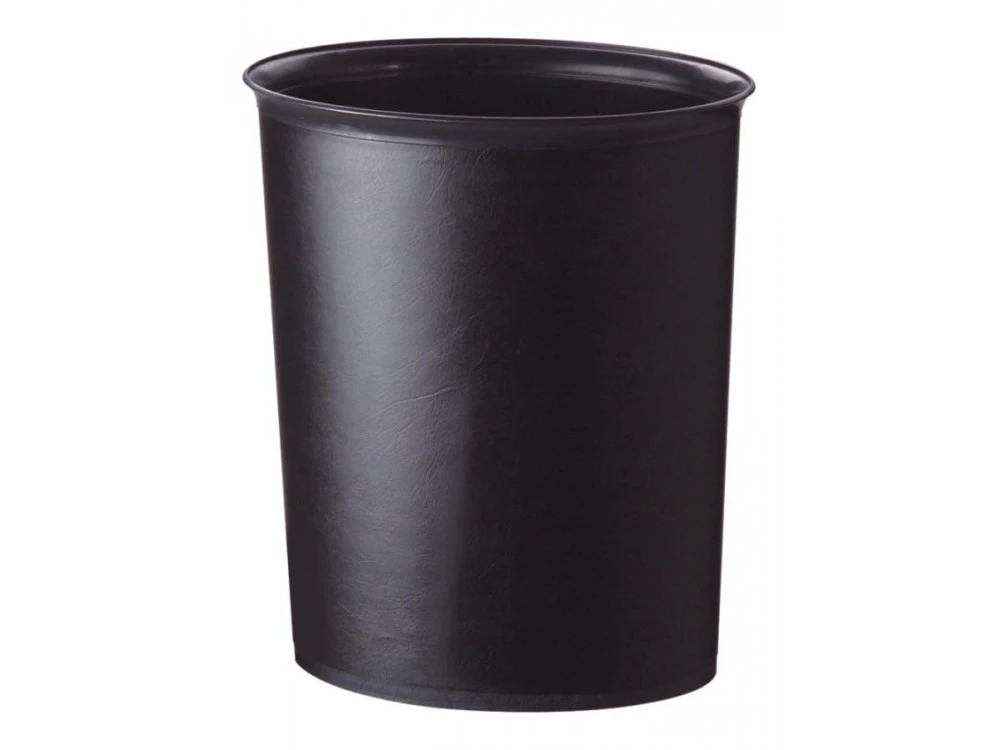 Raumabfalleimer, oval, Kunststoff, schwarzes Ledernin, 10 l