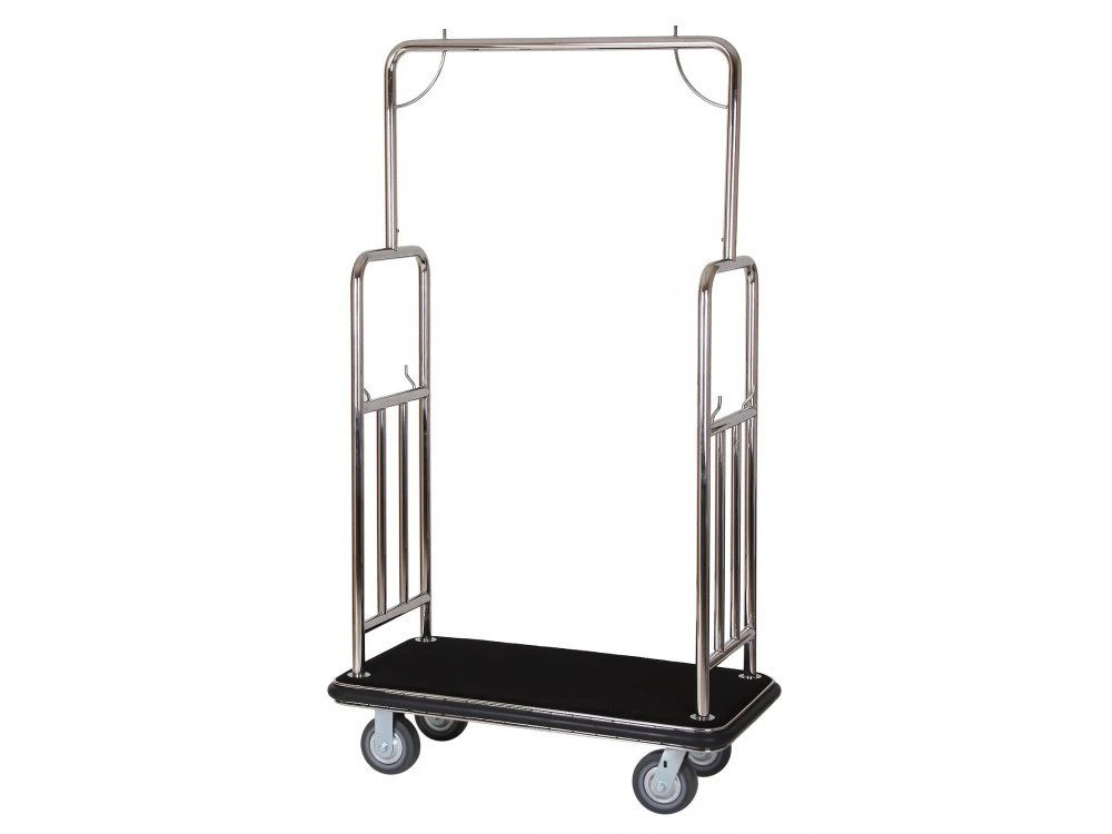 Gepäcktrolley, Edelstahl, schwarzer Teppich