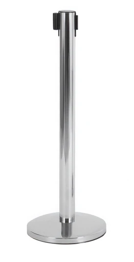 Absperrgurt, Edelstahl glänzend, schwarzer Gurt, Länge 2 m
