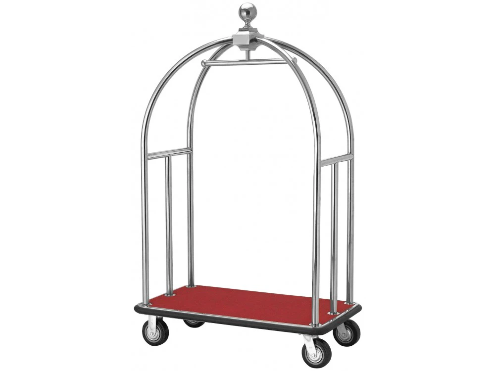 Gepäcktrolley, Edelstahl, roter Teppich
