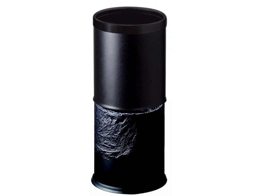 Doppellagiger Raumabfalleimer, rund, schwarzes Kunstleder/schwarzer Keder, 8 l