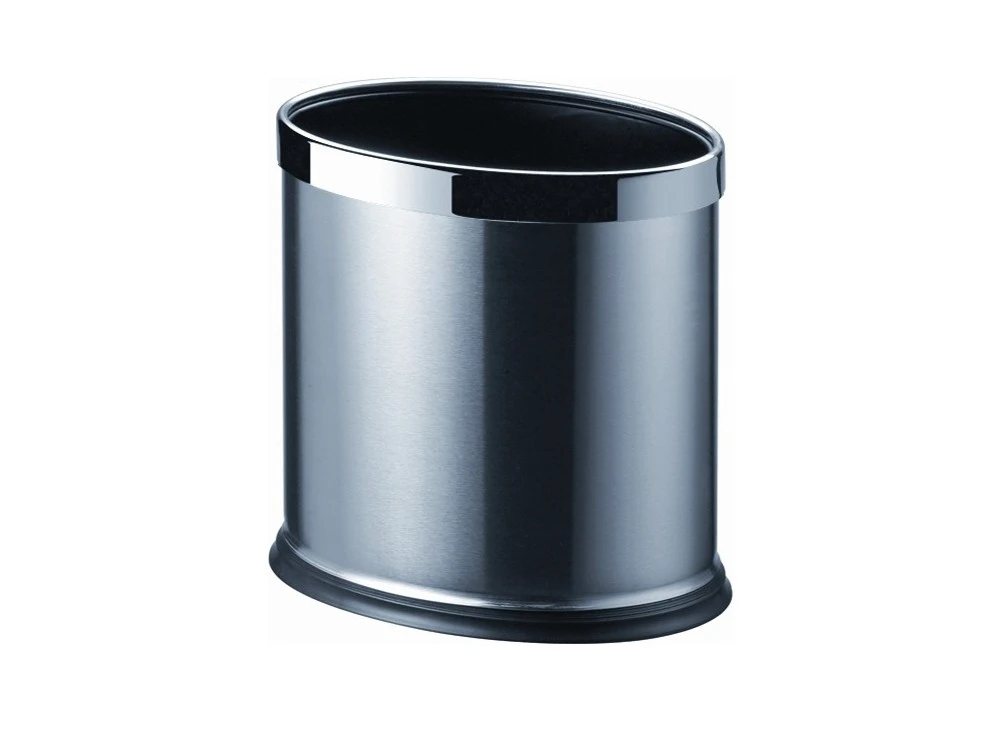 Doppellagiger Raumabfallbehälter, oval, gebürsteter Edelstahl