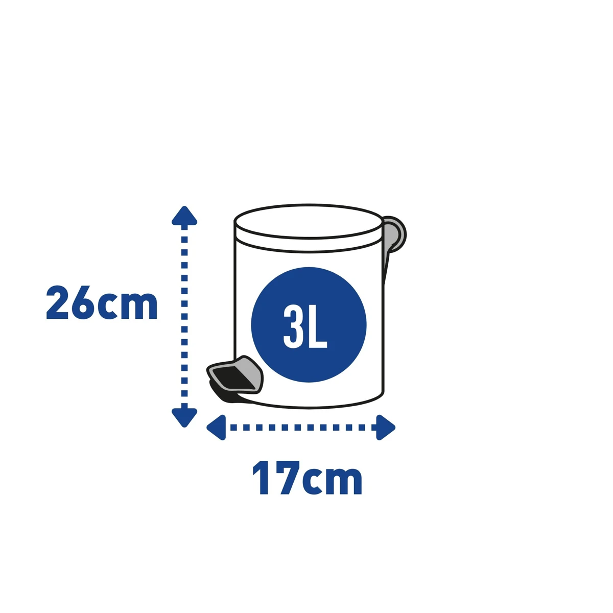 Treteimer, Edelstahl glänzend, 3 l