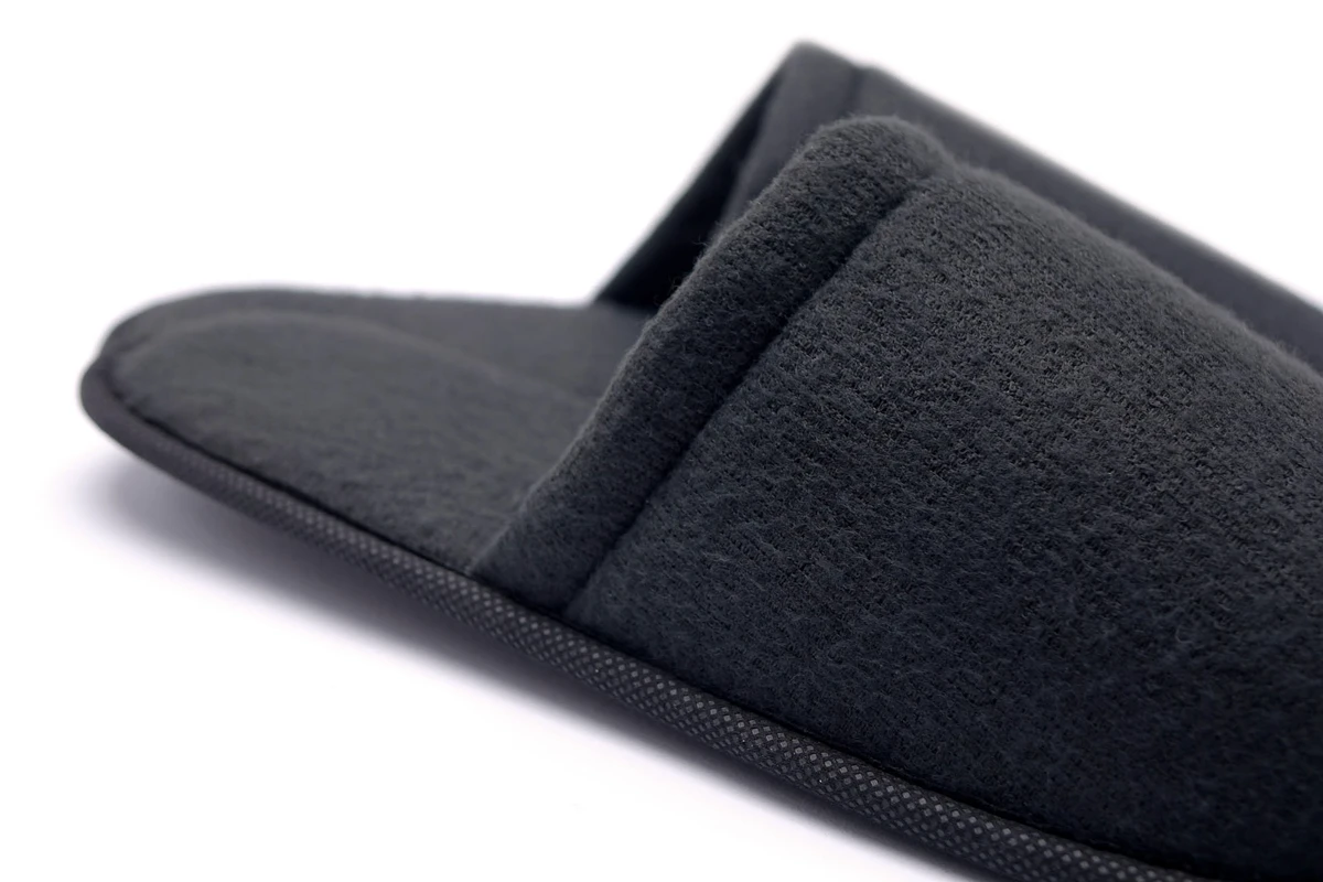 Frotteepantoffeln mit geschlossener Spitze, 30 cm, schwarz