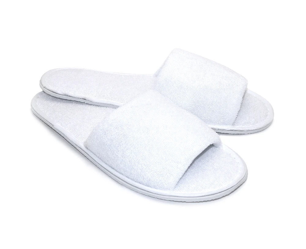 Frotteepantoffeln, offene Spitze, 28 cm, weiß