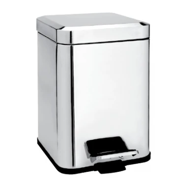 Treteimer quadratisch, Edelstahl glänzend, 6 l