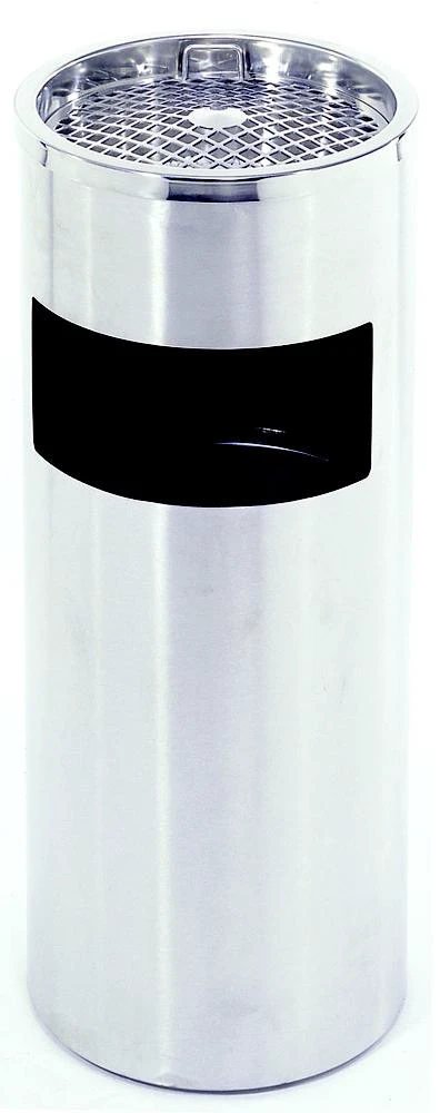 Mülleimer mit Aschenbecher, gebürsteter Edelstahl
