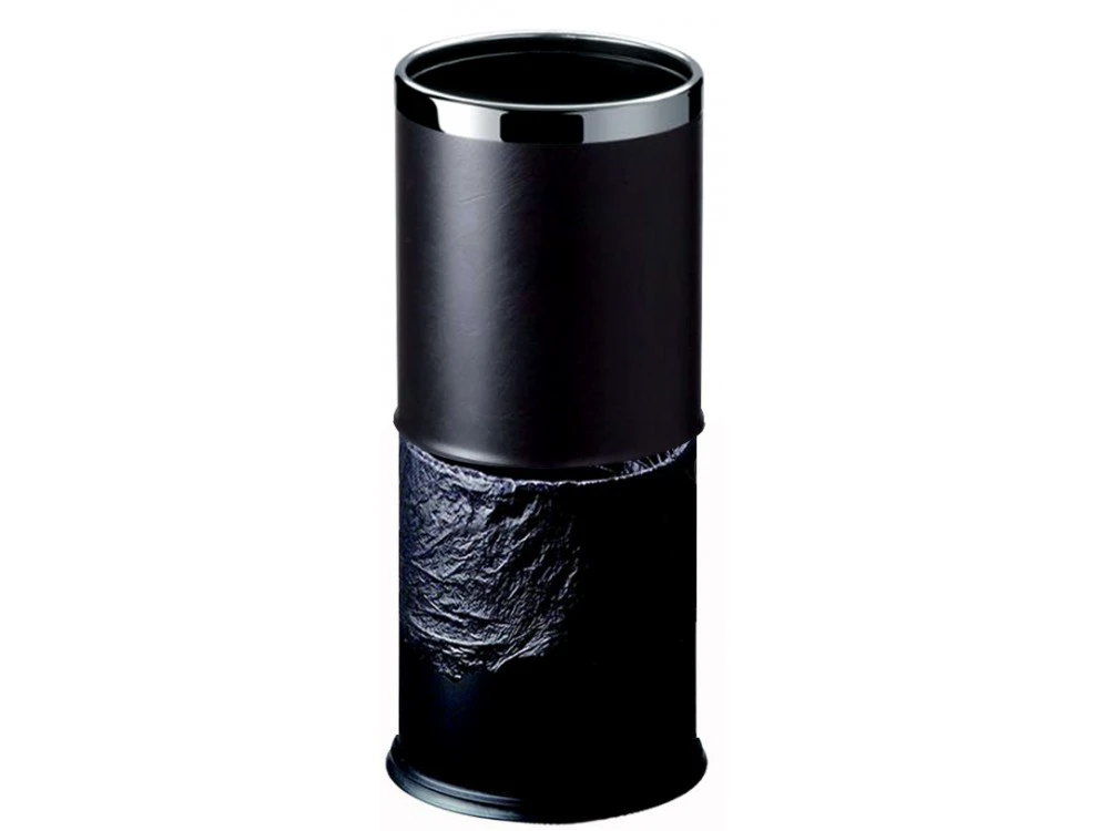 Doppellagiger Raumabfallbehälter, rund, schwarz beledert, 8 l