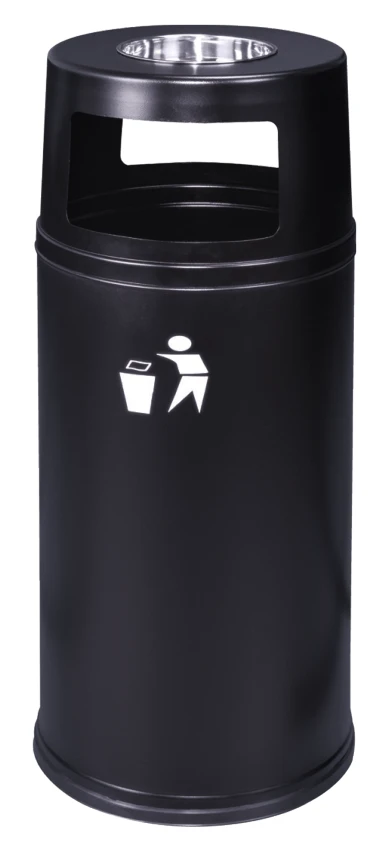 Mülleimer mit Aschenbecher, außen, schwarz