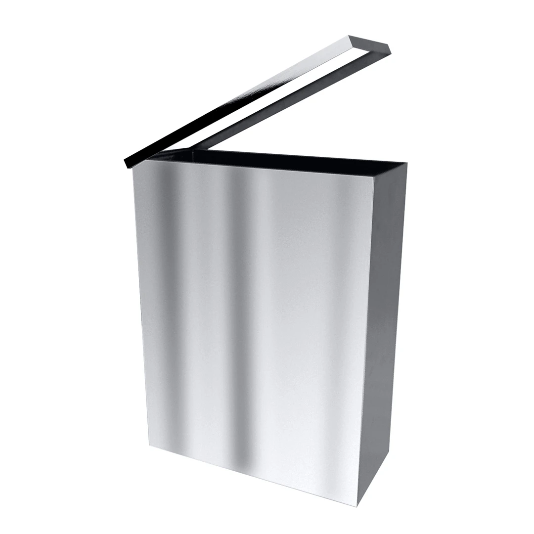 Abfallbehälter quadratisch, Wandmontage, Edelstahl glänzend, 25 l